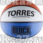 Мяч баск. любит. "TORRES Block" арт.B00077, р.7, износостойкая резина, нейлоновый корд, бутиловая 