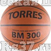 Мяч баск. трен. "TORRES BM300" арт.B00015, р.5, износостойкая резина, нейлоновый корд, бутиловая камера, для зала и улицы, темнооранжево-черный