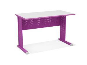 Стол учителя на м/к с перфорированным экраном и вставками, тип перфорации «Дождик» (ст. Серая, мк. Фиолетовый)