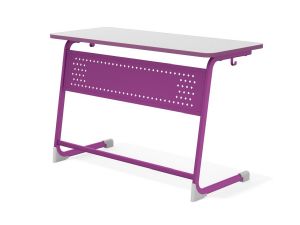 Стол ЭЛЛИПС ученический 2-местный нерегулируемый цельносварной с перфорацией (гр. 3, 4, 5, 6, ст. Серая, мк. Фиолетовый)