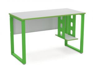 Стол компьютерный «ЛОФТ» на мк с подвесом для системного блока 1200, (ст. Серая, кр. Зелёная мамба, мк. Жёлто-зелёный)